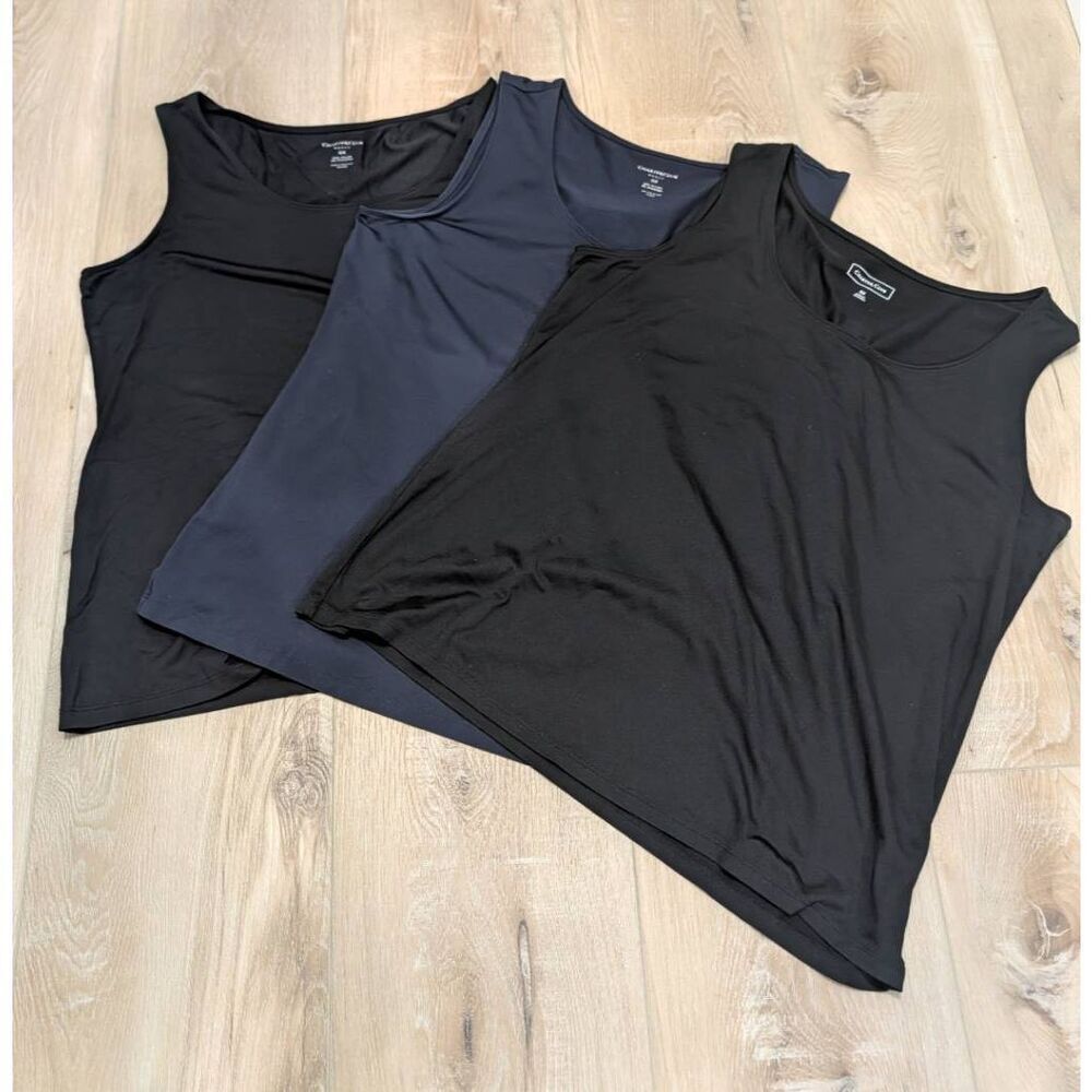 Charter Club Tank Top Bundle Women's 0X Black Navy Nylon Stretch Layering